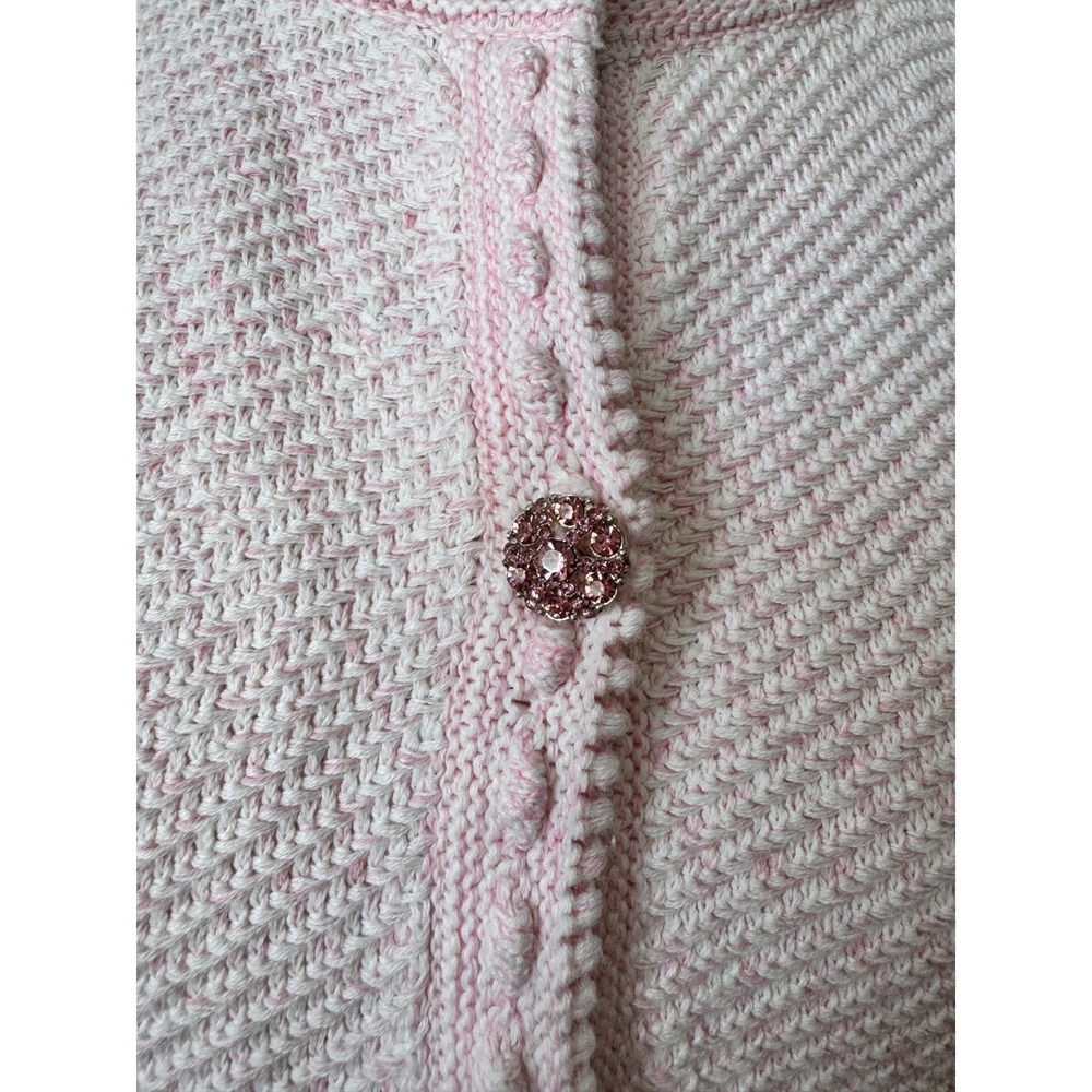 Self-portrait Pink Knit Jewel Button Cropped Cardigan Sweater Jacket US Sz 2-4 - Picture 7 of 16